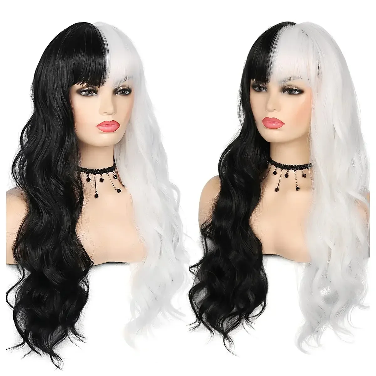 Braiding Hair Kanekalon - الاصطناعية طويلة نصف أبيض وأسود شعر